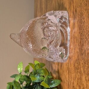 PARTYLITE 90s Retired Vintage Clear Glass Dolphin Tealight Candleholder